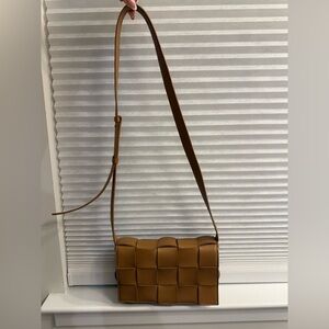 Bottega Veneta Tan Woven Crossbody Bag
